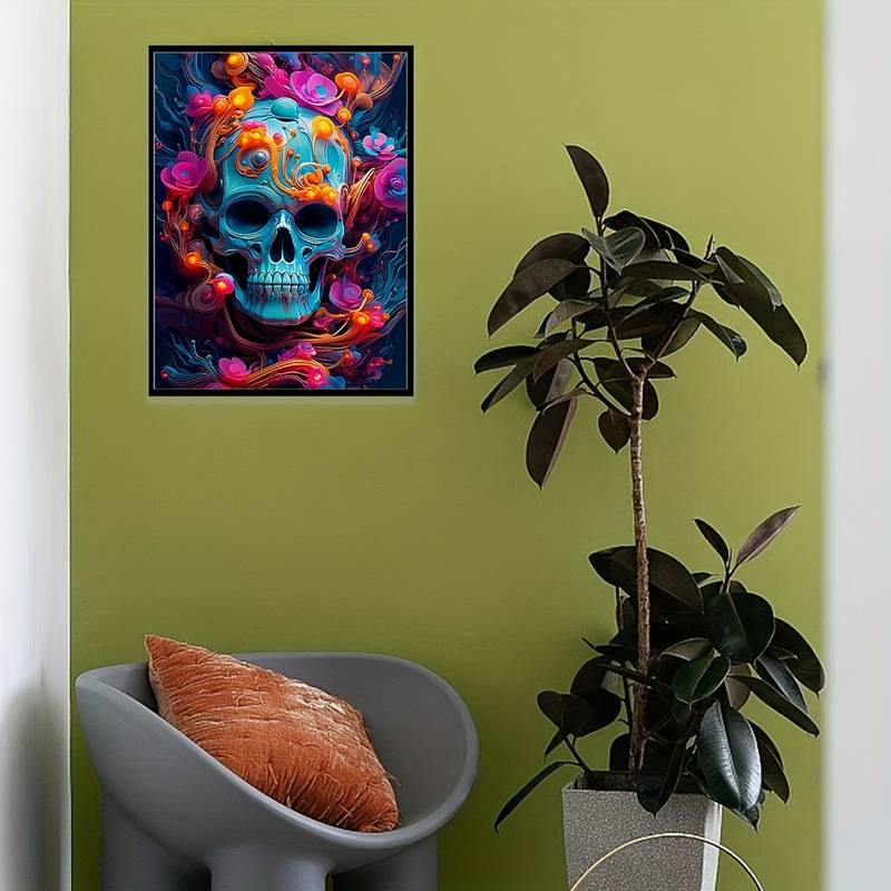 Flower Skull Halloween Diy Diamond Paintings For Adults - Temu
